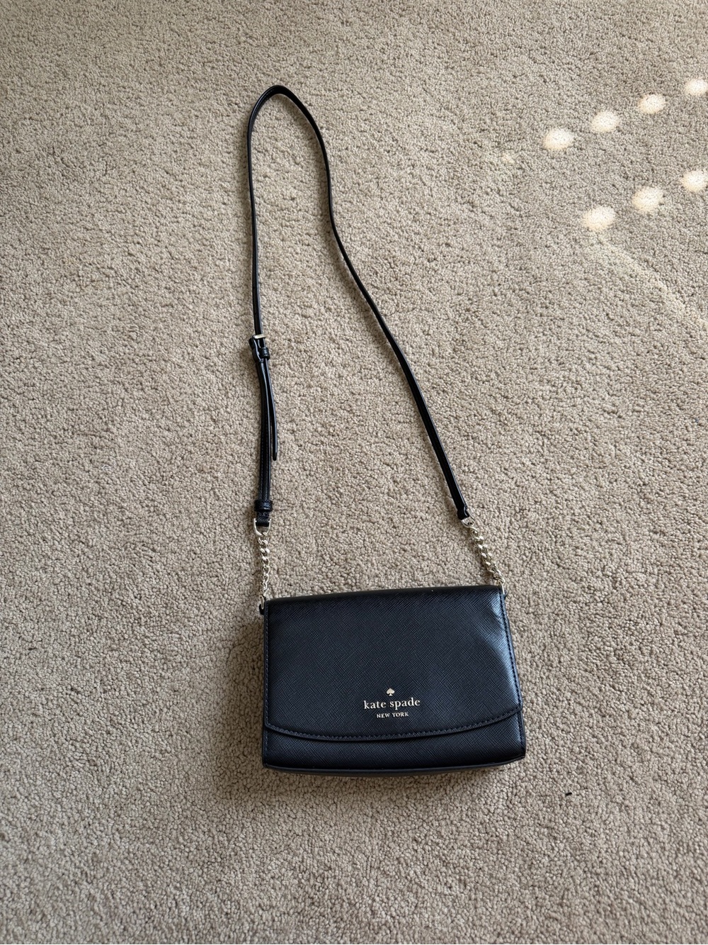 Kate Spade Black Crossbody with Gold Chain Accent